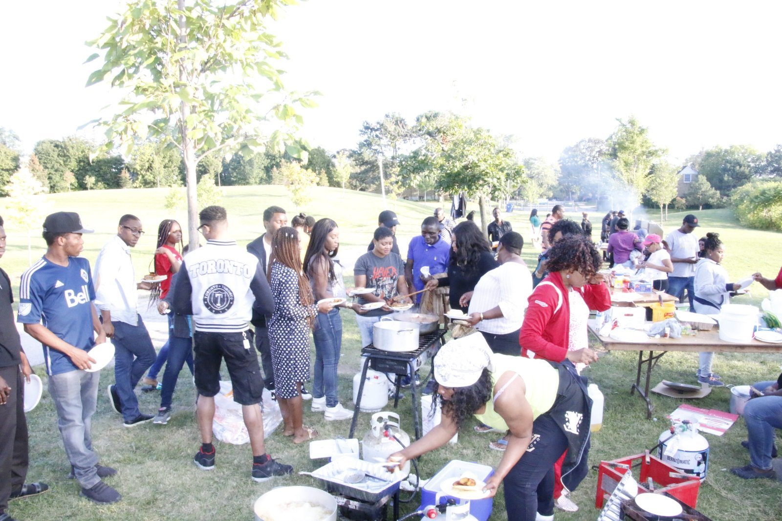 Mount Zion community sharing a meal outdoors